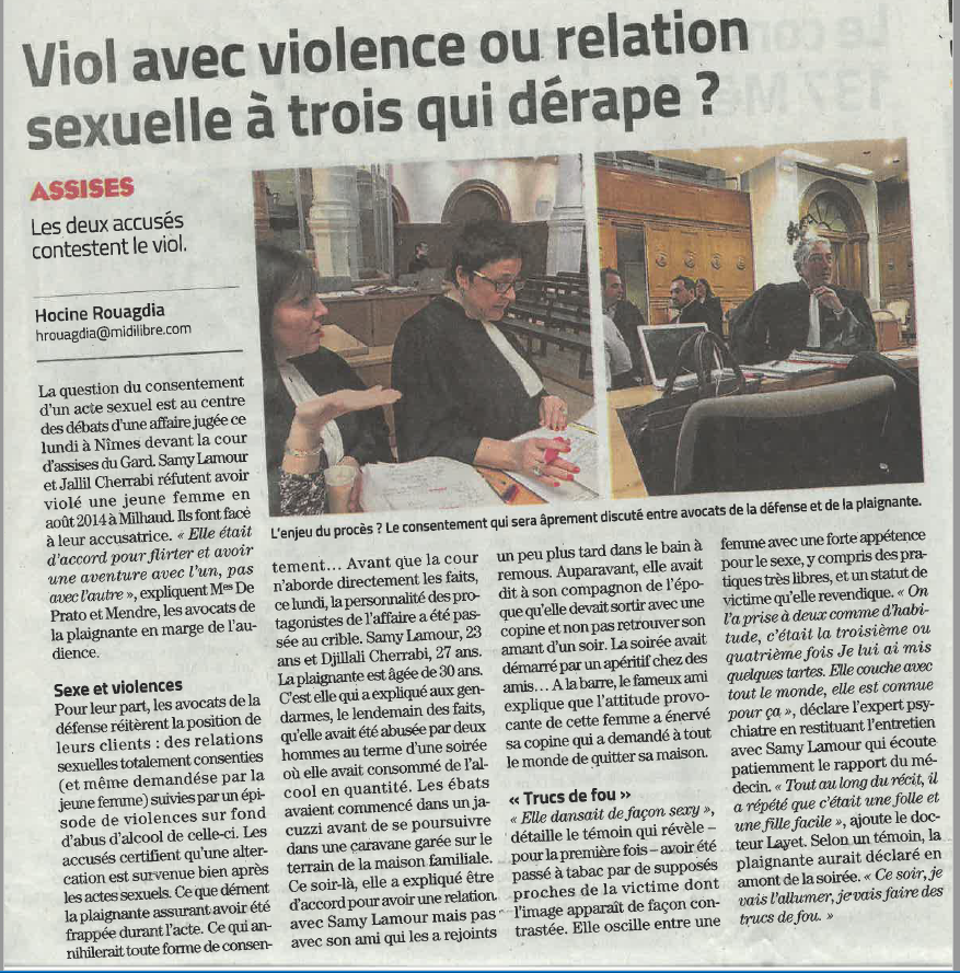 Viol avec violance ou relation sexuelle  trois qui drape?